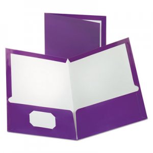 Oxford Two-Pocket Laminated Folder, 100-Sheet Capacity, Metallic Purple OXF5049526 5049526