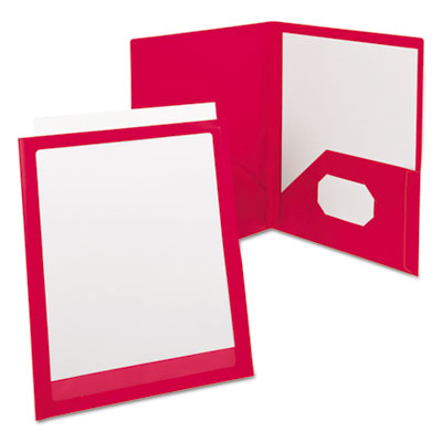 Oxford ViewFolio Polypropylene Portfolio, 50-Sheet Capacity, Red/Clear OXF57443 57443EE
