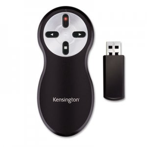 Kensington Wireless Presenter with Red Laser Pointer, Class 2, Black/Silver KMW33374 33374