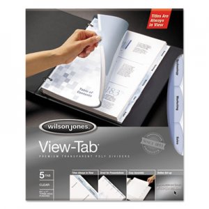 Wilson Jones View-Tab Transparent Index Dividers, 5-Tab, Rectangle, Letter, Clear WLJ55066 W55066