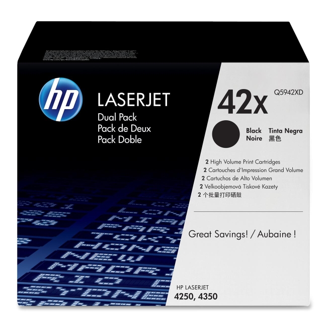 HP 42X (Q59) 2-pack High Yield Black Original LaserJet Toner Cartridges Q5942XD 42XD