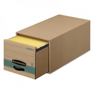 Bankers Box Super STOR/DRAWER Steel Plus Storage Box, Letter, Kraft/Green, 6/Carton FEL1231101 1231101
