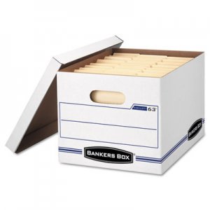 Bankers Box EASYLIFT Storage Box, Letter/Letter, Lift-Off Lid, White/Blue, 12/Carton FEL0006301 0006301