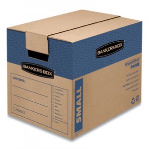 Bankers Box SmoothMove Prime Small Moving Boxes, 16l x 12w x 12h, Kraft/Blue, 10/Carton FEL0062701 0062701