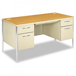 HON Mentor Series Double Pedestal Desk, 60w x 30d x 29-1/2h, Harvest/Putty 88962CL HON88962CL