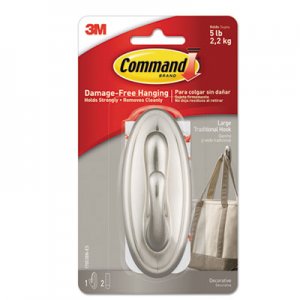 Command Decorative Hooks, Traditional, Large, 1 Hook & 2 Strips/Pack 17053BN MMM17053BN