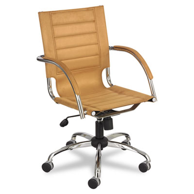 Safco Flaunt Series Mid-Back Manager's Chair, Camel Microfiber/Chrome 3456CM SAF3456CM
