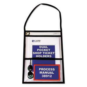 C-Line Stitched Shop Ticket Holders with 150" Strap, Clear/Black, 9 x 12, 15/BX CLI38912 38912