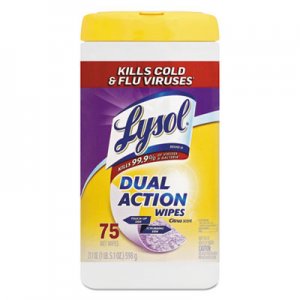 LYSOL Brand Dual Action Disinfecting Wipes, Citrus, 7 x 8, 75/Canister RAC81700 19200-81700