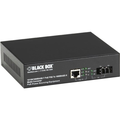 Black Box PoE PSE Gigabit Media Converter LPS500A-MM-LC