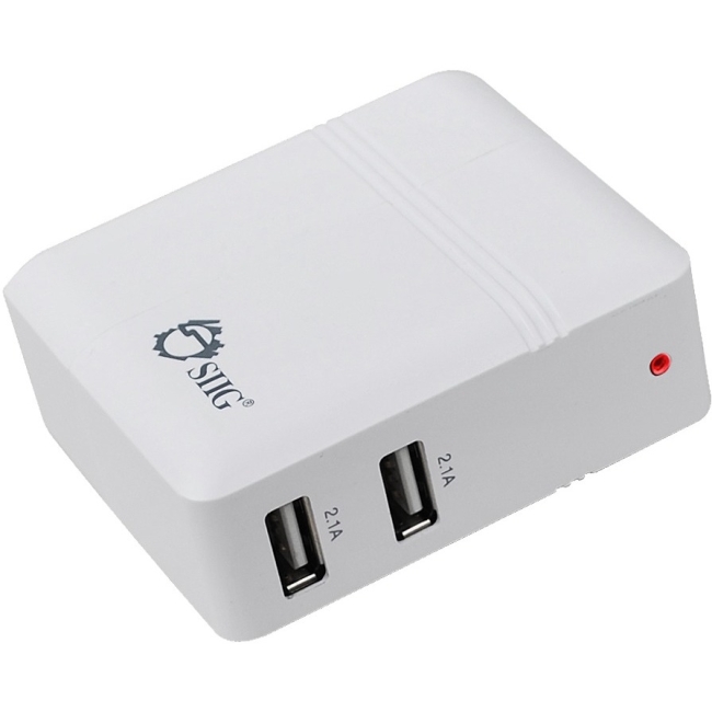 SIIG 4.2A USB Power Adapter - 2-Port (White) AC-PW0K12-S1