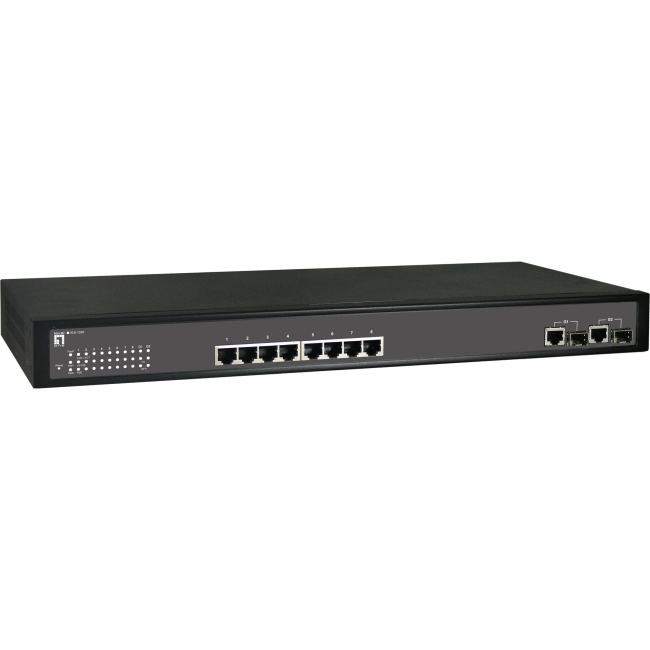 LevelOne 8 x 802.3at + 2GE SFP Combo Unmanaged Switch -40 to 75C IES-1020