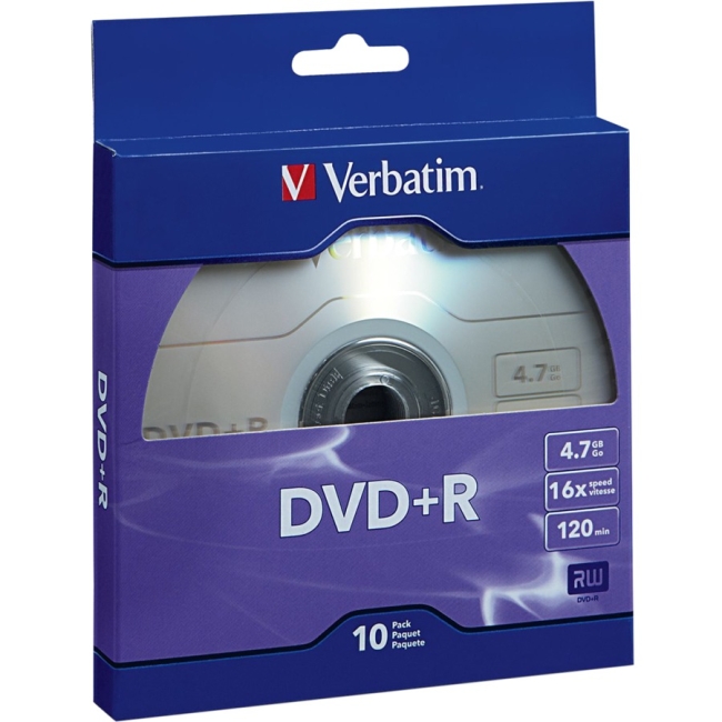 Verbatim DVD+R 4.7GB 16X 10pk Bulk Box 97956