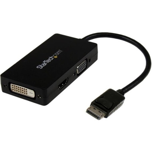 StarTech.com Travel A/V Adapter: 3-in-1 DisplayPort to VGA DVI or HDMI Converter DP2VGDVHD