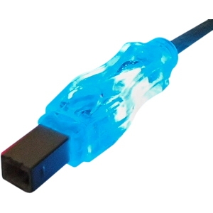 QVS USB 2.0 480Mbps Type A Male to B Male Translucent Cable with LEDs CC2209C-03BLL