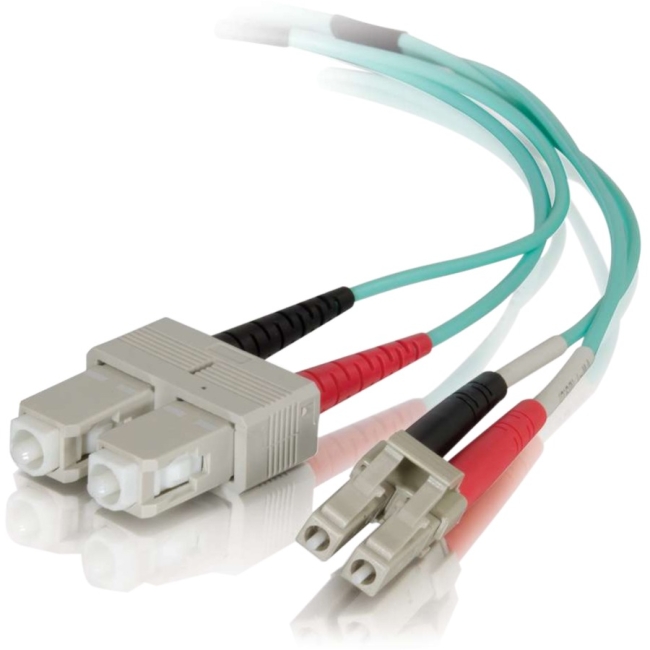 C2G 4m LC-SC 50/125 OM4 Duplex Multimode PVC Fiber Optic Cable - Aqua 01144