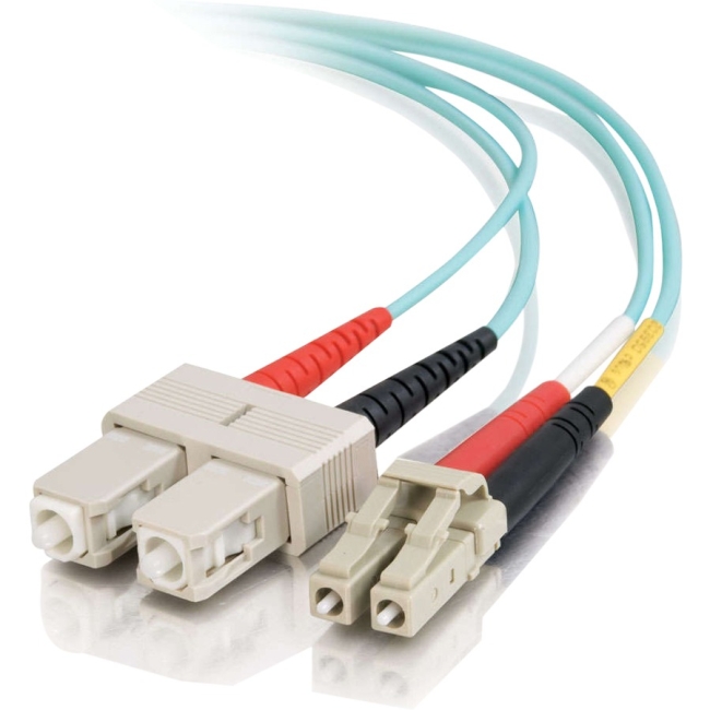 C2G 4m LC-SC 10Gb 50/125 OM3 Duplex Multimode PVC Fiber Optic Cable - Aqua 01124