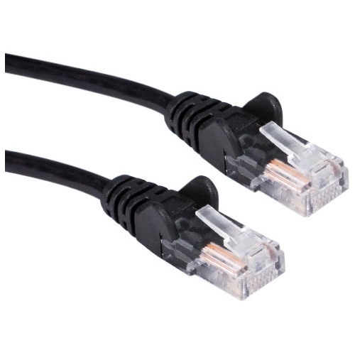 QVS 3-Pack 1ft 350MHz CAT5e/Ethernet Flexible Snagless Black Patch Cord CC5-01BK
