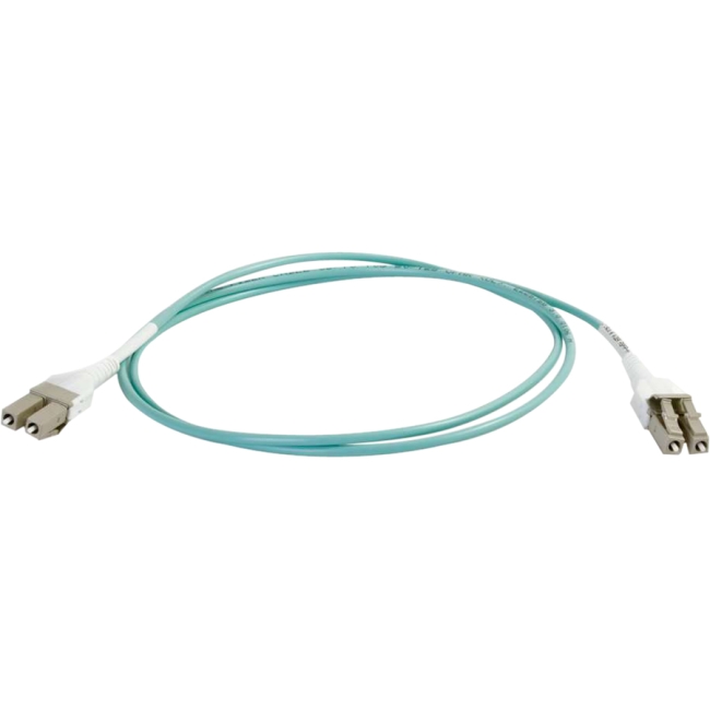 C2G 1m LC Uniboot 10Gb 50/125 OM3 Duplex Multimode PVC Fiber Optic Cable - Aqua 01012