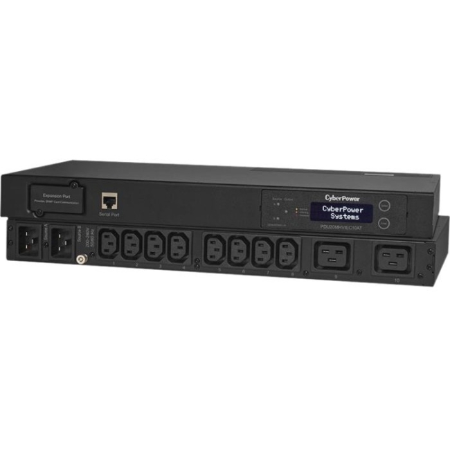 CyberPower Metered ATS PDU 200-240V 20A 1U 10-Outlets (2) IEC C20 PDU20MHVIEC10AT