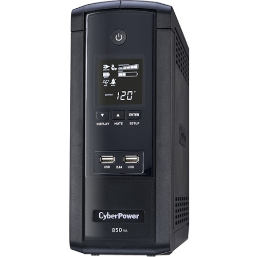 CyberPower 850VA UPS with 510W, AVR, LCD, and 2.1 USB Charging BRG850AVRLCD
