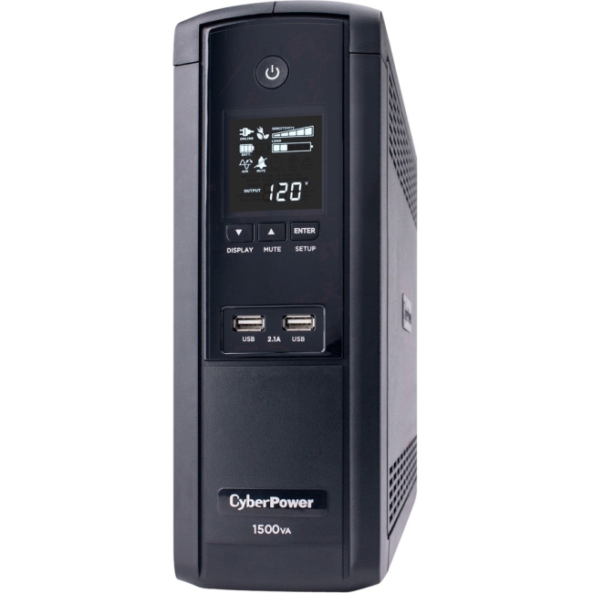 CyberPower TAA Compliant 1500VA UPS with 900W and 2.1 USB Charging BRG1500AVRLCDTAA