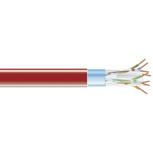Black Box CAT6 400-MHz Shielded Solid Bulk Cable (F/UTP), PVC, 1000-ft. (304.8-m), Red EVNSL0606A-1000