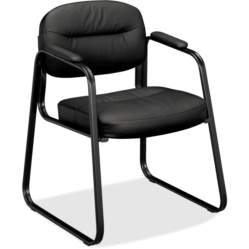 HON Basyx by HON SofThread Leather Sled Base Guest Chair VL653SB11 BSXVL653SB11