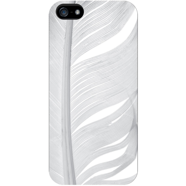 OTM iPhone 5 White Glossy Case Feather Collection, Grey IP5V1WG-FTR-02