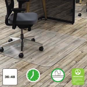 deflecto Polycarbonate All Day Use Chair Mat for Hard Floors, 36 x 48, Rectangular, Clear DEFCM21142PC CM21142PC