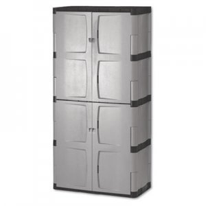 Rubbermaid Double-Door Storage Cabinet - Base/Top, 36w x 18d x 72h, Gray/Black RUB7083 7083