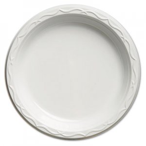Genpak Aristocrat Plastic Plates, 9 Inches, White, Round, 125/Pack GNP70900 70900