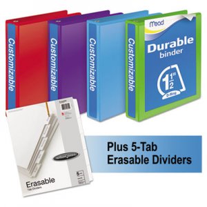 Mead Durable D-Ring View Binder Plus Pack, 1 1/2" Cap, Assorted Colors, 4/Carton MEA66534AU W665-34AUPP