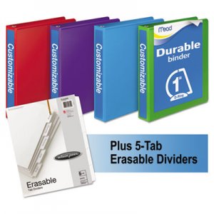 Mead Durable D-Ring View Binder Plus Pack, 1" Cap, Assorted Colors, 4/Carton MEA66514AU W665-14AUPP