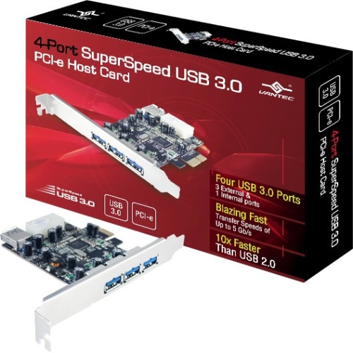 Vantec 4-Port SuperSpeed USB 3.0 PCIe Host Card UGT-PC341