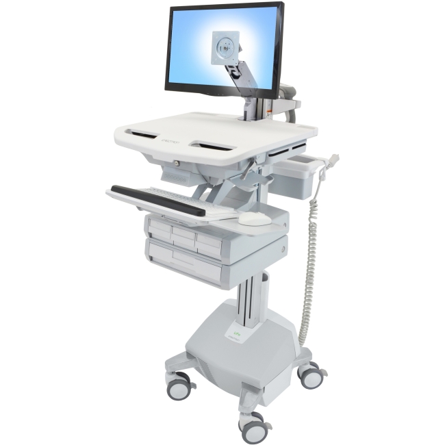 Ergotron StyleView Cart with LCD Arm, LiFe Powered, 4 Drawers SV44-1242-1