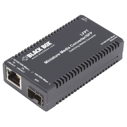 Black Box MultiPower Miniature Media Converter, 10-/100-/1000-Mbps Copper to SFP LGC135A