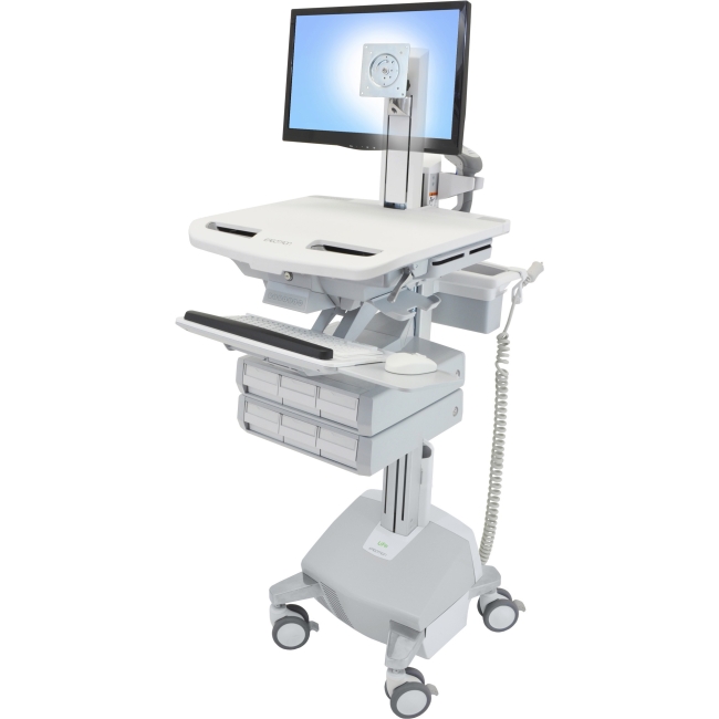 Ergotron StyleView Cart with LCD Pivot, LiFe Powered, 6 Drawers SV44-1362-1