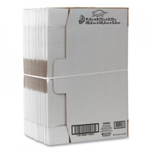 Duck Self-Locking Shipping Boxes, 11 1/2l x 8 3/4w x 2 1/8h, White, 25/Pack DUC1147604