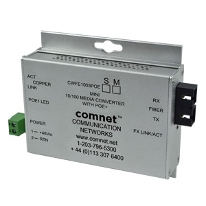 ComNet Commercial Grade 100Mbps Media Converter with 48V POE, Mini, "A" Unit CWFE1002APOES/M