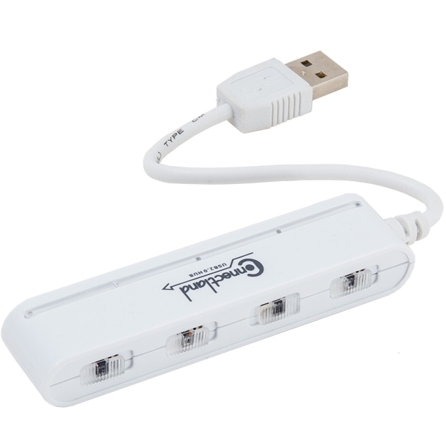 Connectland USB 2.0 4-port Mini Hub, Built-in On/Off Switch for Each Port, White CL-U2MNHUB-4W