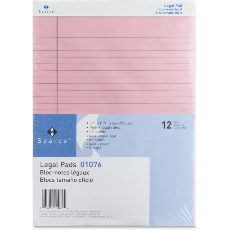 Sparco Pink Legal Ruled Pad 01076 SPR01076