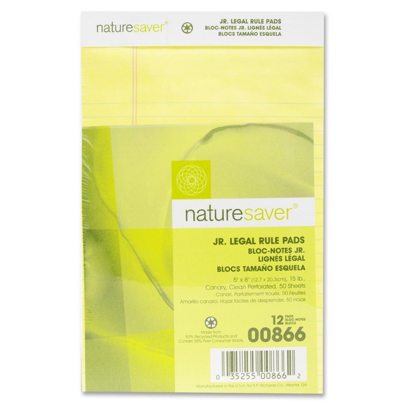 Nature Saver 100% Recy. Canary Jr. Rule Legal Pads 00866 NAT00866