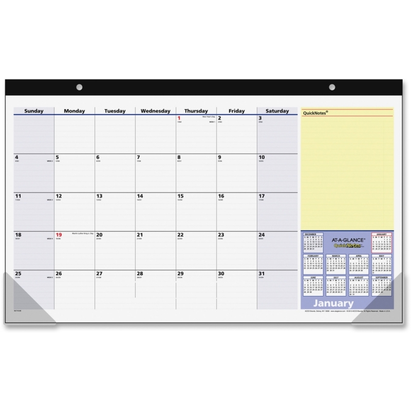 At-A-Glance QuickNotes 13-Months Desk Pad Calendar SK710-00 AAGSK71000
