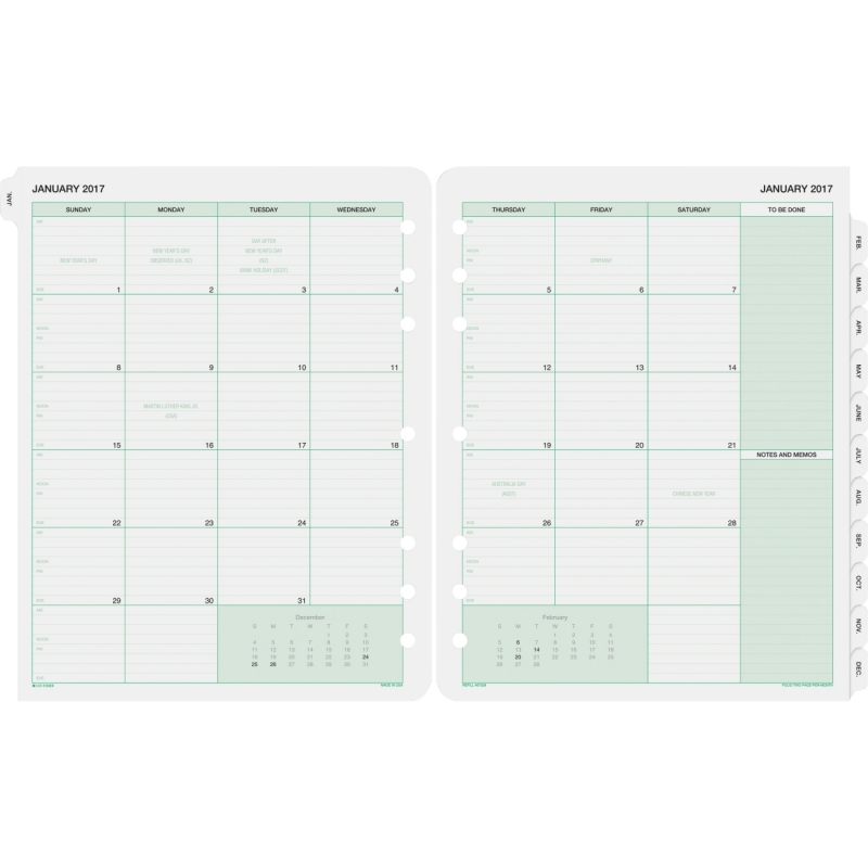 Day-Timer Monthly Calendar Refill 87329 DTM87329