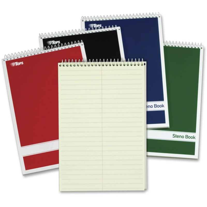 TOPS Steno Book, Gregg Rule, Greentint, Assorted Covers, 80 Sheet/Book, 4 Book/Pack 80221 TOP80221