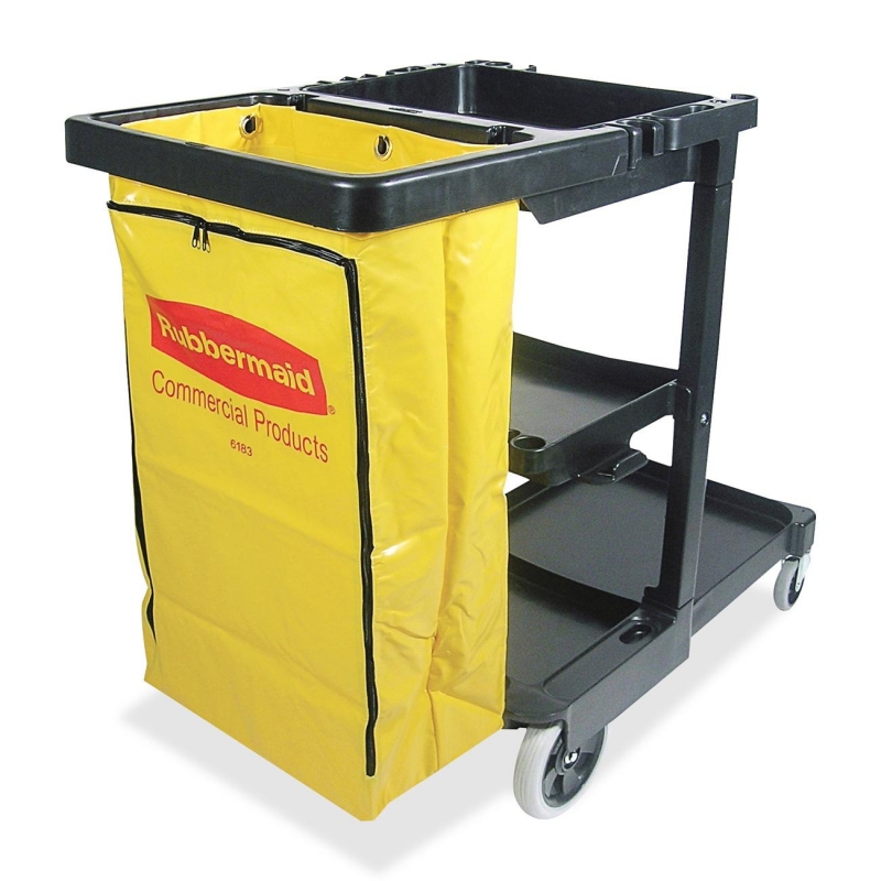 Rubbermaid Janitor Cart With Zipper Yellow Vinyl Bag 617388 RCP617388