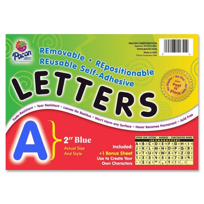 Pacon Colored Self-Adhesive Removable Letters 51653 PAC51653