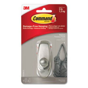 Command Decorative Hooks, Timeless, Medium, 1 Hook & 2 Strips/Pack MMM17061BN 17061BN