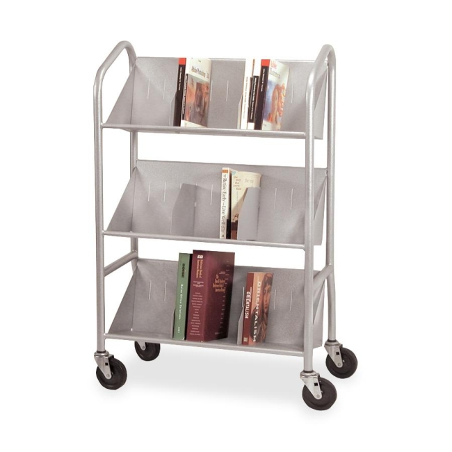 Buddy Sloped Shelf Book Cart with Dividers 5414-3 BDY54143 54143